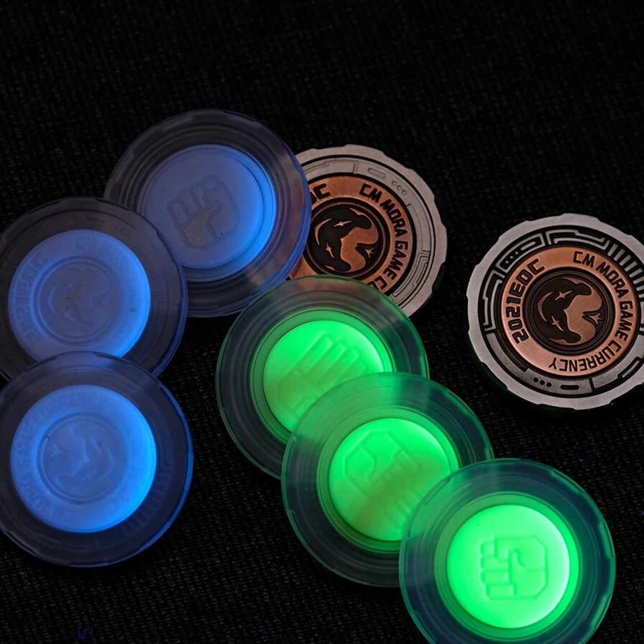 Rock Paper Scissors Decision Coin Set – 3-Piece Metal EDC Game – Glow Green PC variant