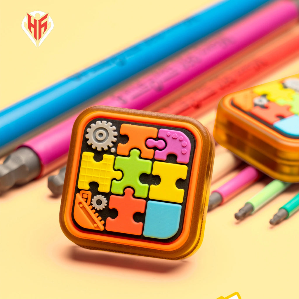Close view of the magnetic fidget slider silicone puzzle face
