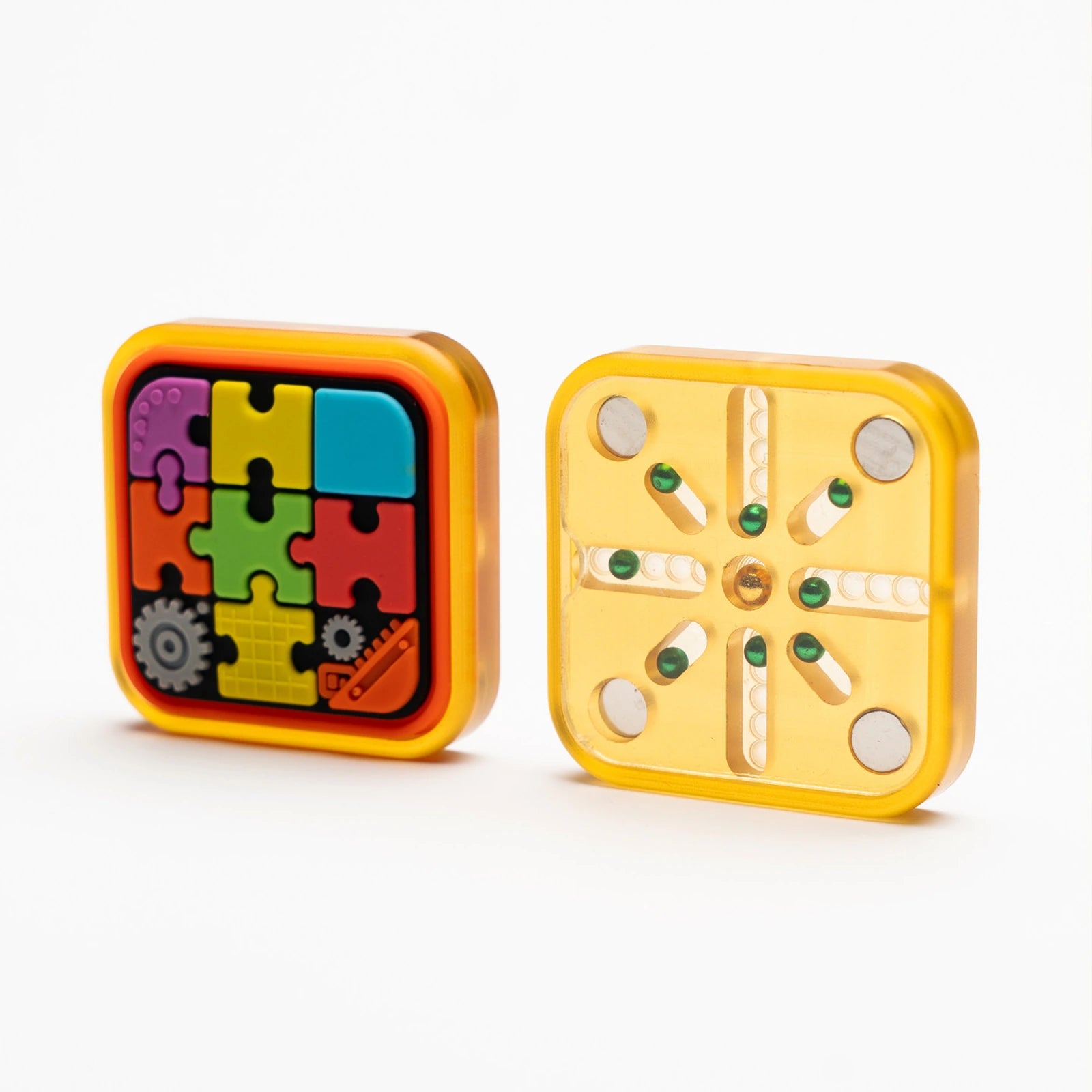 Magnetic fidget slider front silicone face and rear eight-track bead matrix