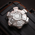 Silver articulated fidget spinner with five-arm mechanical linkage frame