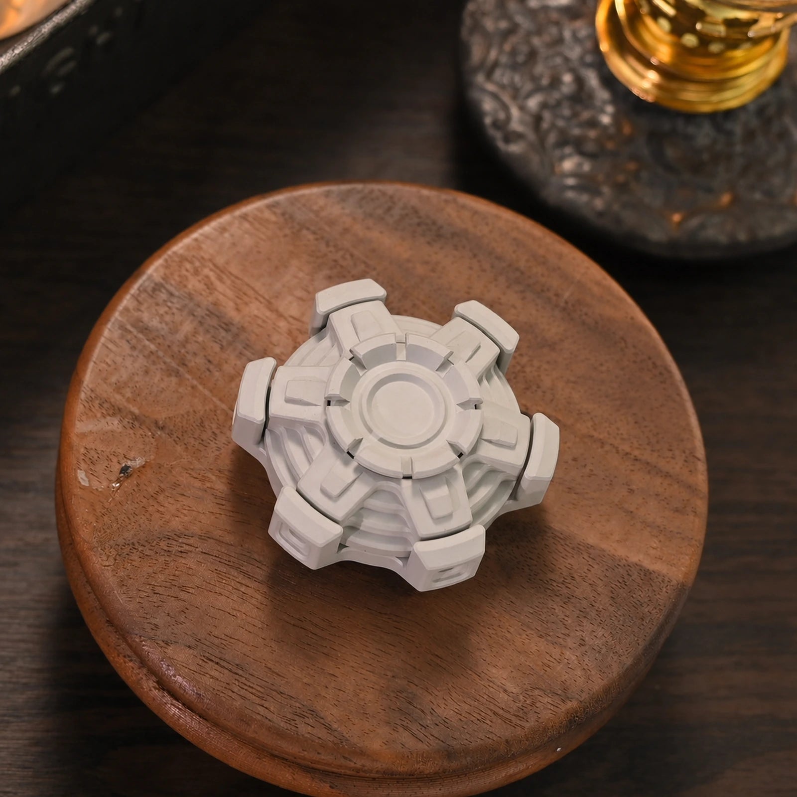 Soft White aluminum five-arm mechanical fidget spinner variant